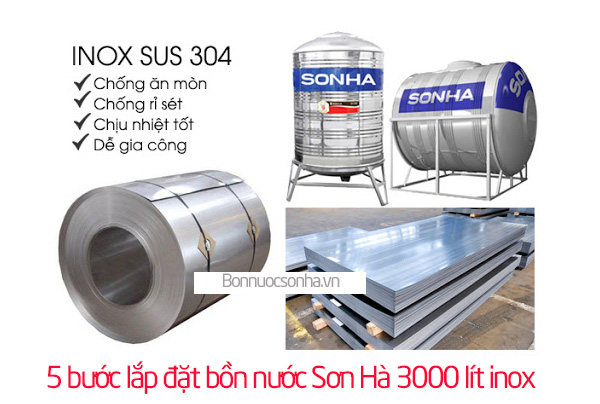 5 bước lắp đặt bồn nước Sơn Hà 3000 lít inox