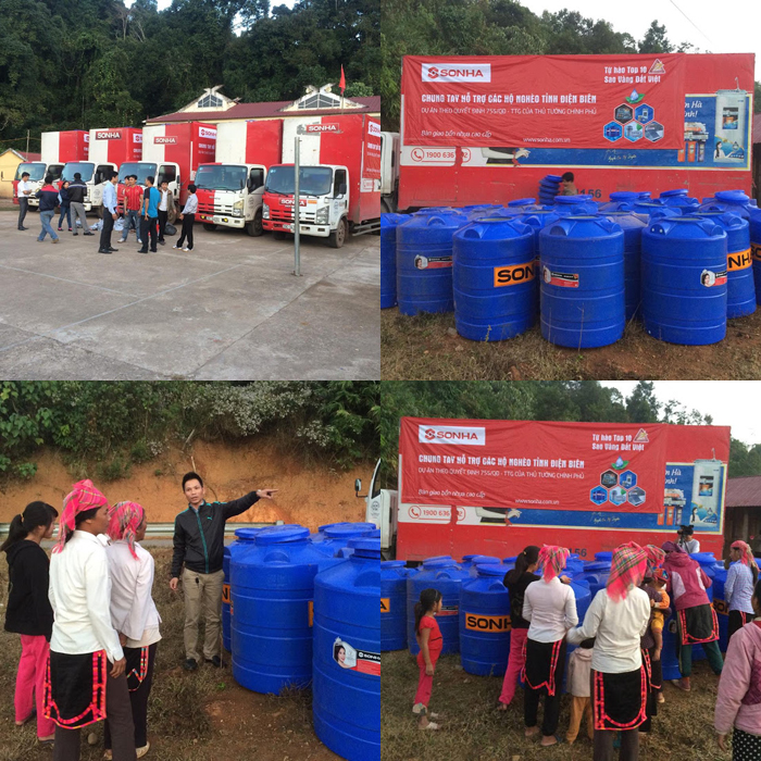 Thực hiện quyết định 755/QĐ-TTG của Thủ tướng Chính Phủ cung cấp cho các hộ gia đình khó khăn mỗi hộ một bồn chứa nước sạch nhằm đảm bảo nhu cầu thiết yếu cho cuộc sống.
